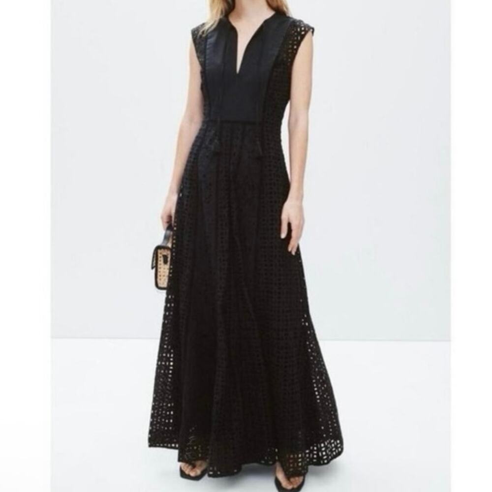 Veronica Beard Black Eyelet Maxi Dress